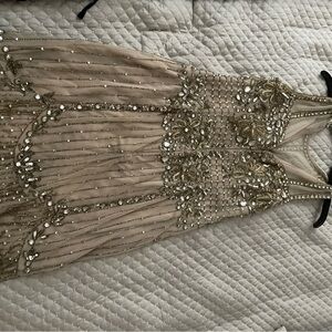Elegant Gold Embellished Women's Dress